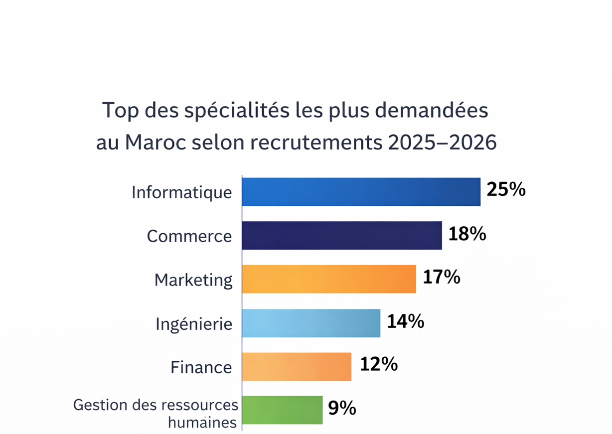 Top des spécialités les plus demandées au Maroc selon recrutements 2025–2026